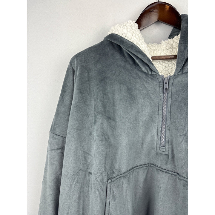 Unisex The Comfy One Size Fleece Lined Gray Wearable Blanket Hoodie