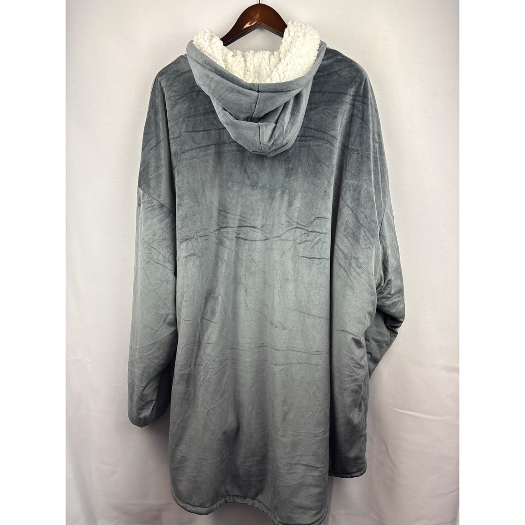 Unisex The Comfy One Size Fleece Lined Gray Wearable Blanket Hoodie