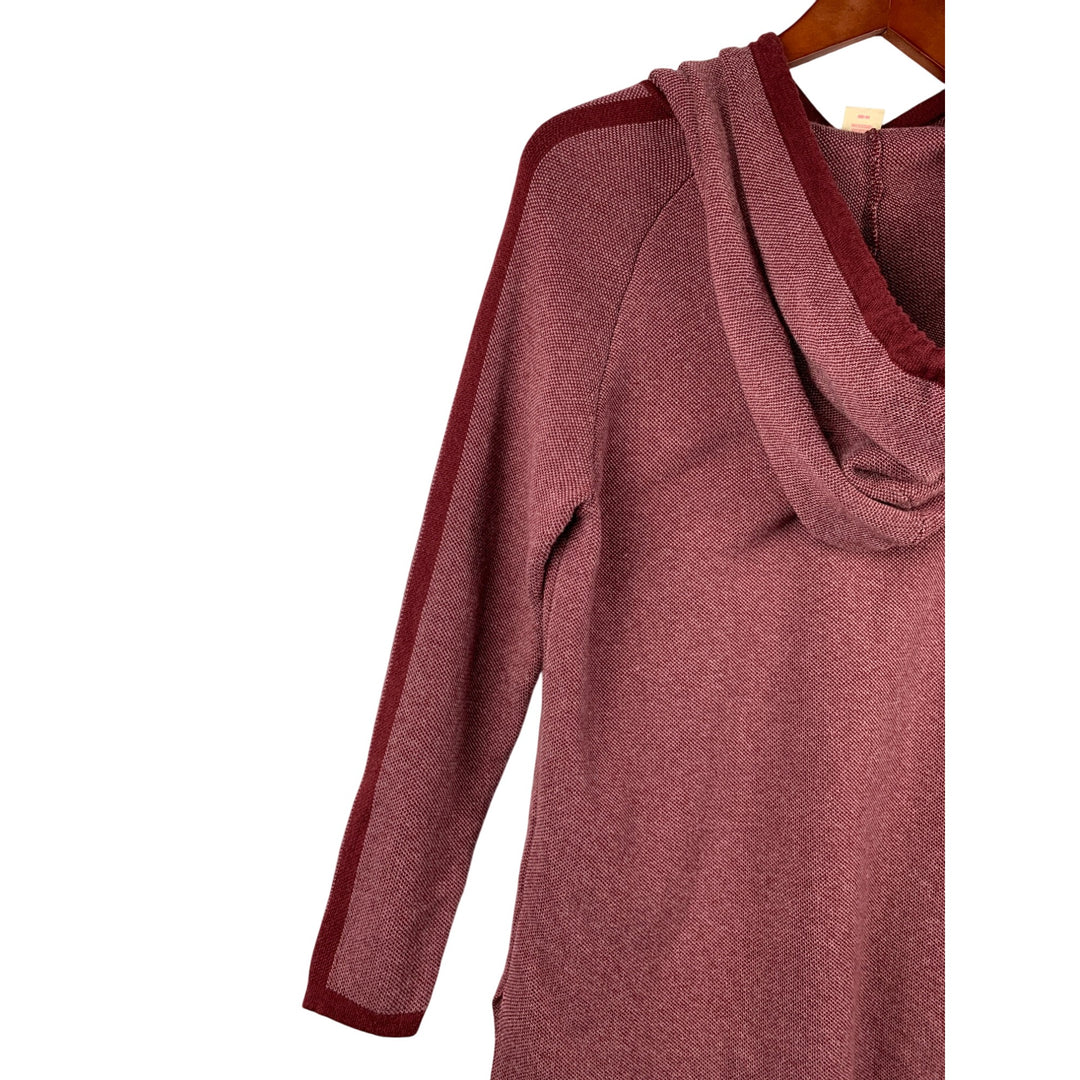 Womens Retreat Hooded Tunic Sweater Size L Cotton/Rayon Blend Burgundy