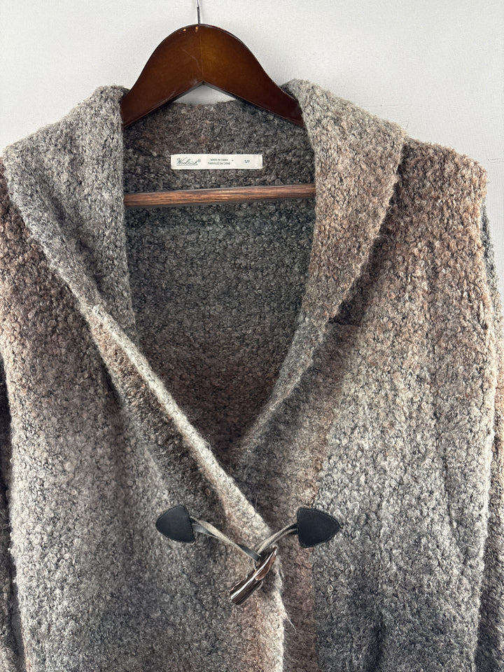 Women’s Woolrich Small Gray &amp; Brown Knit Cardigan