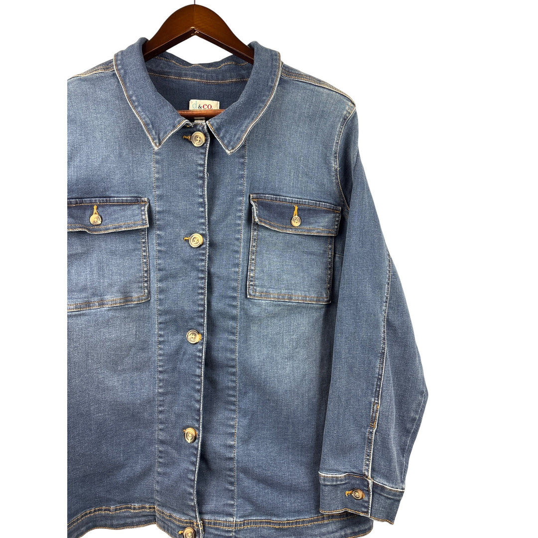 Women’s d&co. 1X Medium Blue Wash Jean Jacket