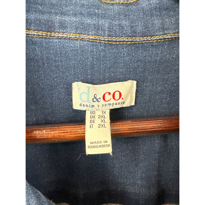 Women’s d&co. 1X Medium Blue Wash Jean Jacket