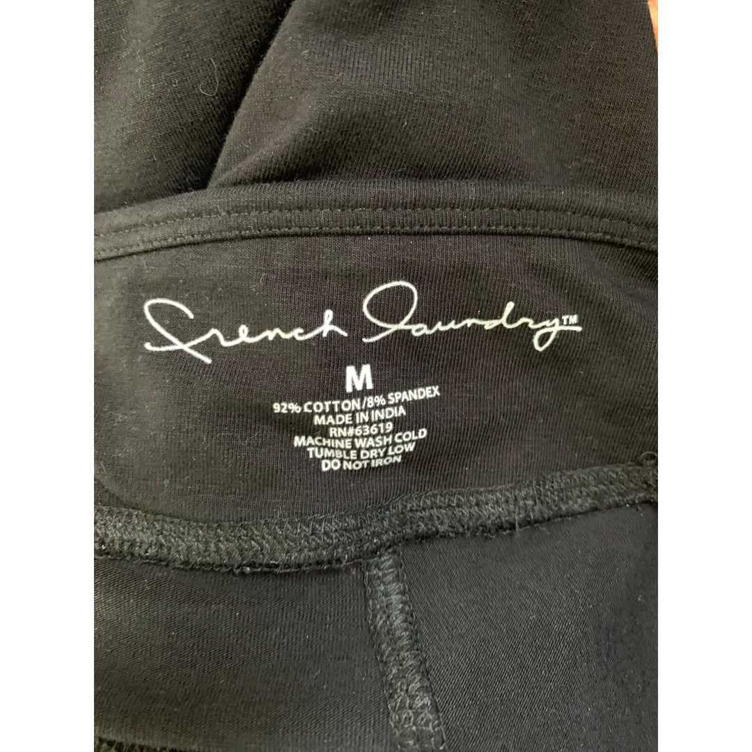 French Laundry Womens Embroidered Floral Black Leggings M