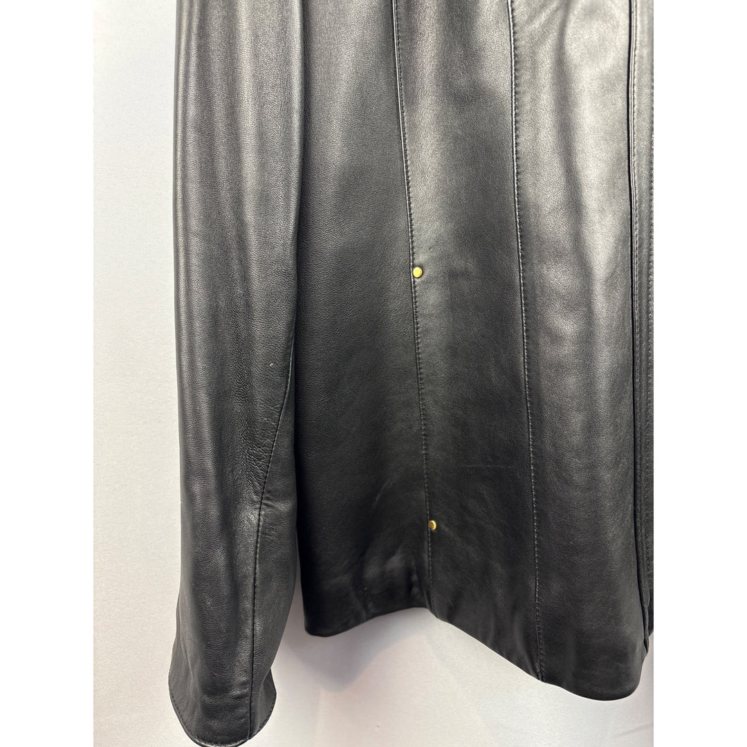Women’s Ellen Tracy XL Black Leather Jacket with Gold Hardware