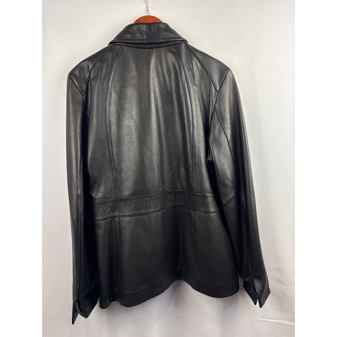 Women’s Ellen Tracy XL Black Leather Jacket with Gold Hardware