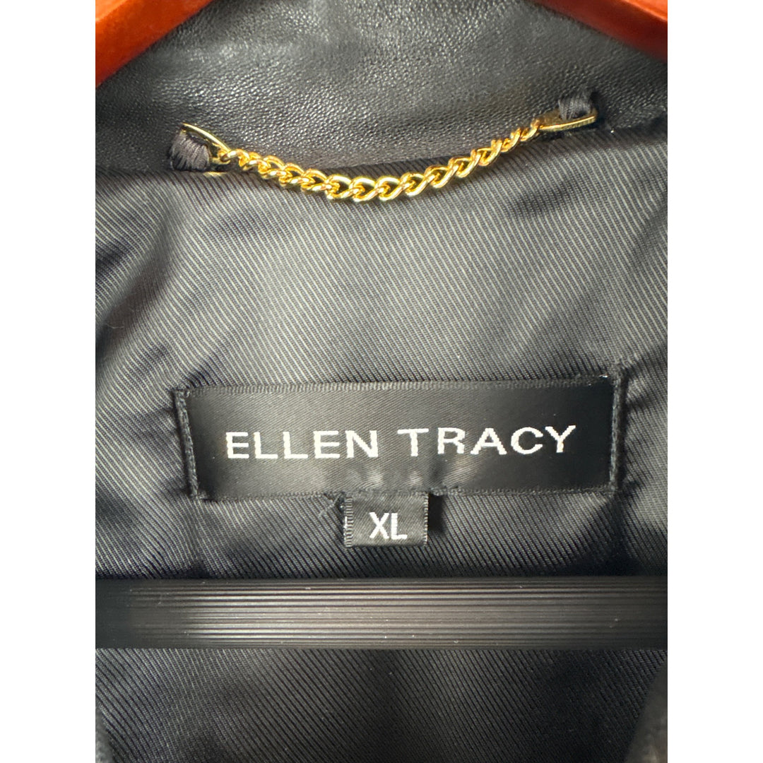 Women’s Ellen Tracy XL Black Leather Jacket with Gold Hardware