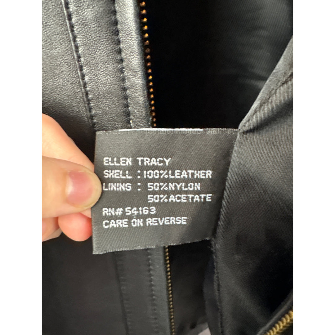 Women’s Ellen Tracy XL Black Leather Jacket with Gold Hardware