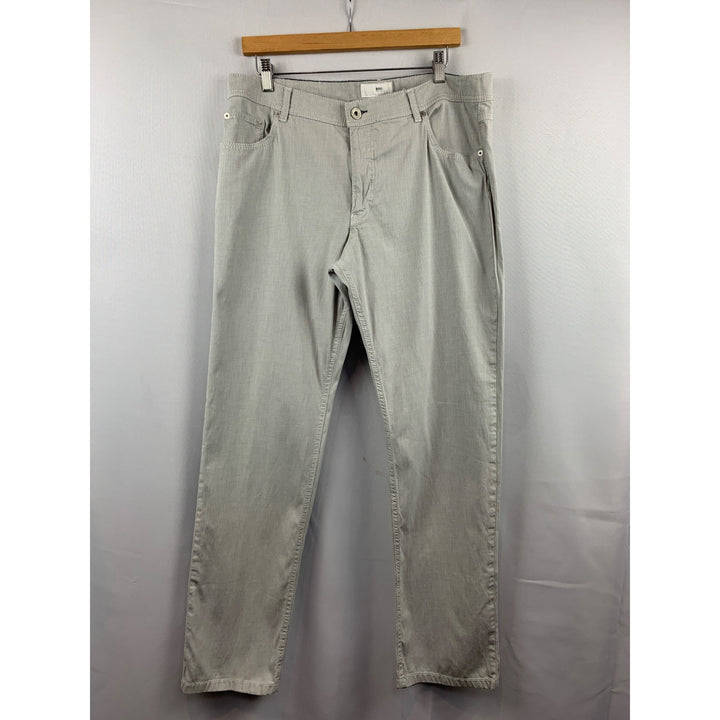 Brax Cooper Fancy Regular Fit Lightweight Textured Mens Pants In Soft Gray Fabric