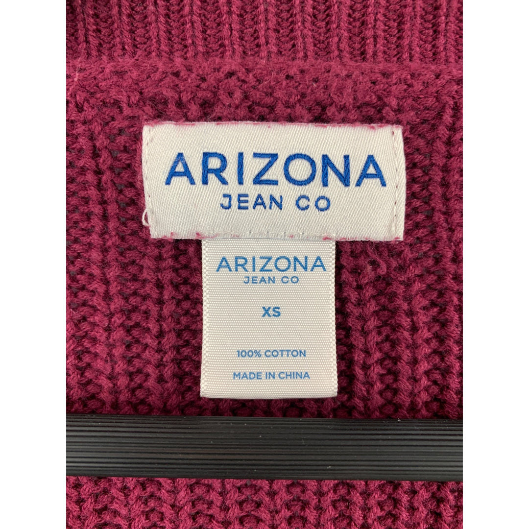 Arizona Jean Co. Womens Burgundy Knit Sweater XS 100% Cotton