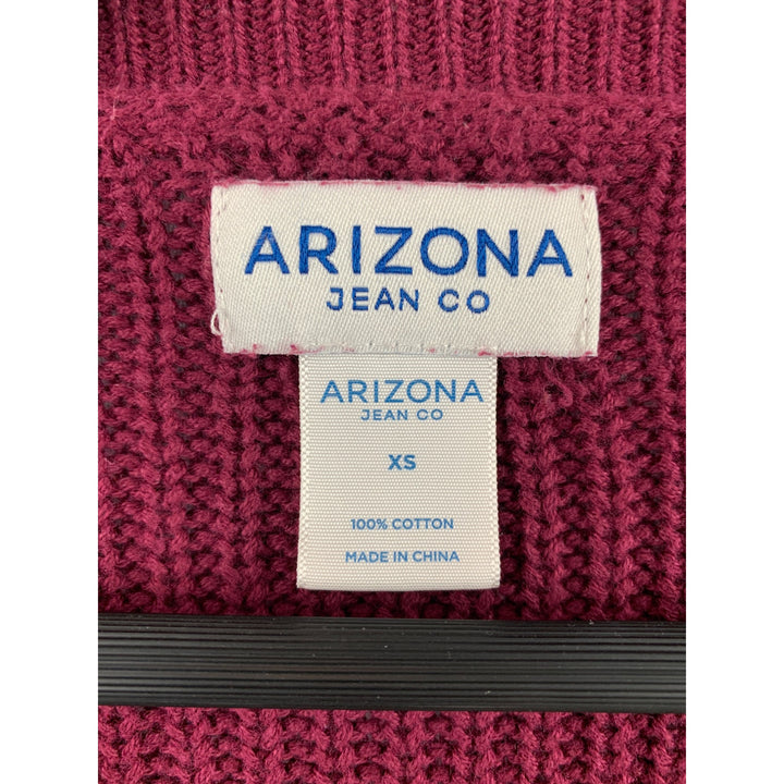Arizona Jean Co. Womens Burgundy Knit Sweater XS 100% Cotton