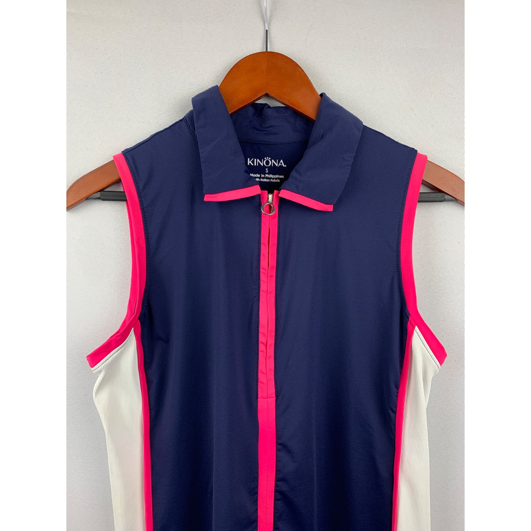 Women's Kinona Blue Pink Zip Up Top Size S