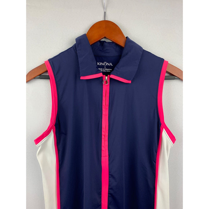 Women's Kinona Blue Pink Zip Up Top Size S