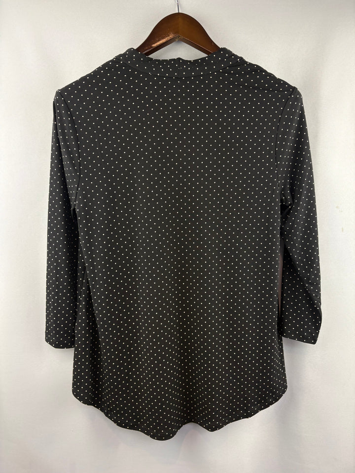 Women’s Charter Club Medium Black Blouse w/ White Polka Dots