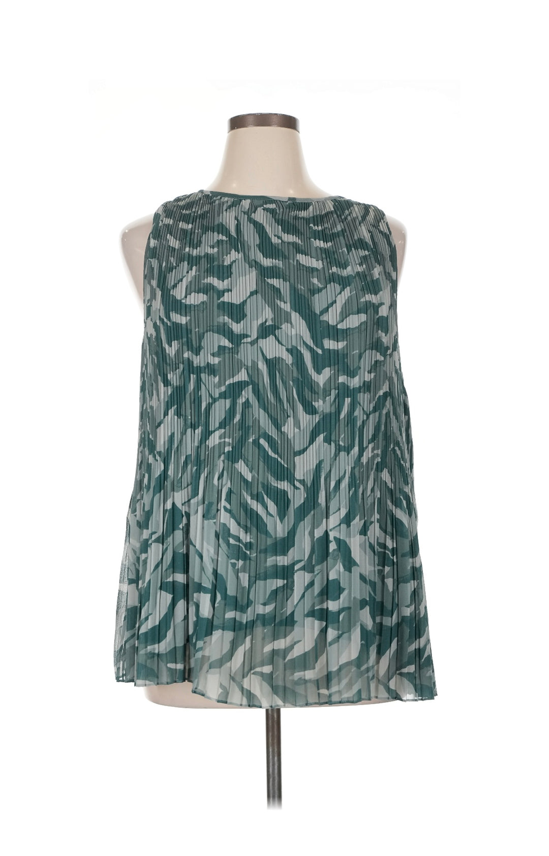 Halogen Teal Abstract Print Lightweight Pleated Sleeveless Blouse Size 1X