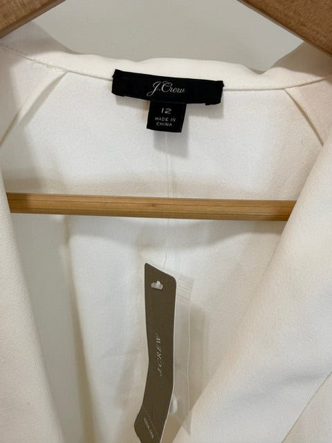 J.Crew Faux Wrap Blouse Ivory Long Sleeve Top Size 12 NWT