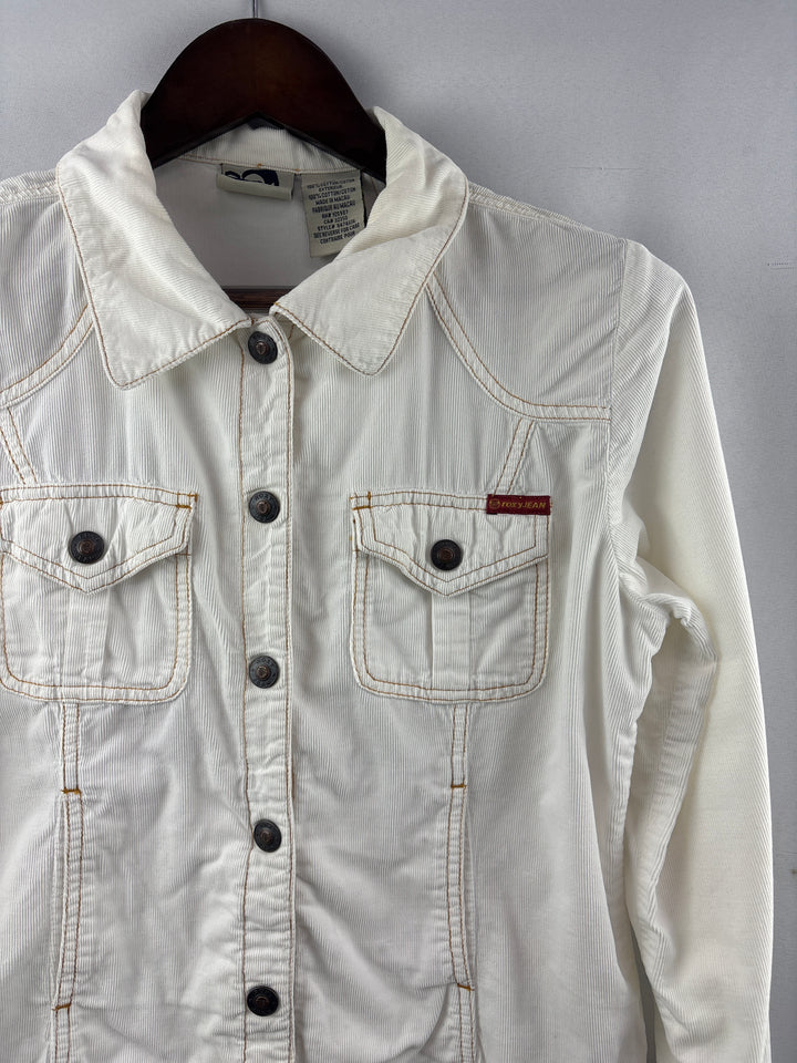 Women’s Roxy Jean Large White Corduroy Snap Button Jackets