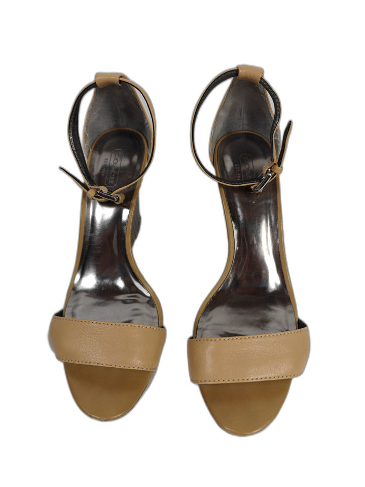 Womens Coach Wedge Sandals Tan Size 9B