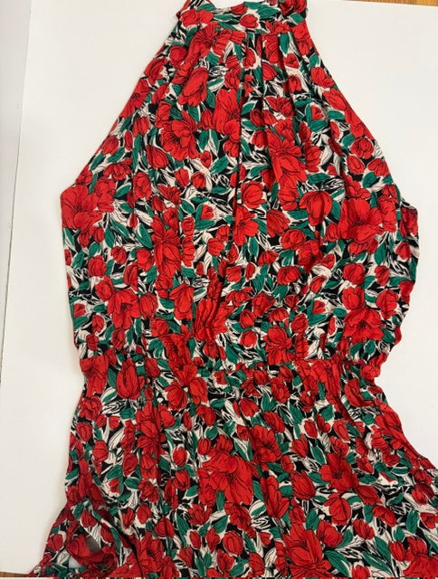 BTFBM Floral Red Halter Neck Dress SzL NWT