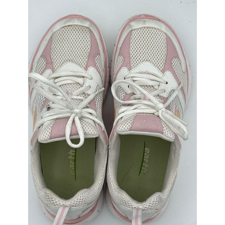 K-Swiss Womens 7.5B White & Pink Mesh Athletic Lace-Up Sneakers