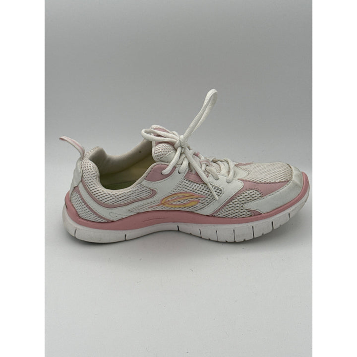K-Swiss Womens 7.5B White & Pink Mesh Athletic Lace-Up Sneakers