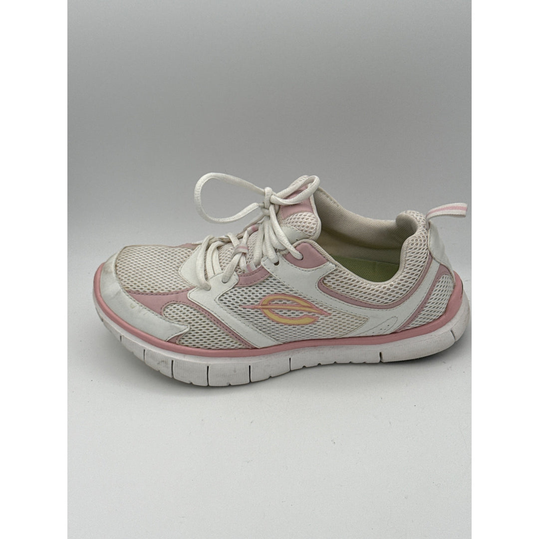 K-Swiss Womens 7.5B White & Pink Mesh Athletic Lace-Up Sneakers