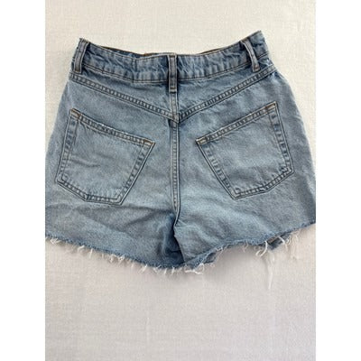 Women’s TopShop Light Wash Denim Distressed A-Line Jean Shorts Sz 4