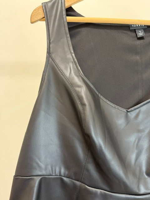 Torrid Faux Leather Peplum Tank – Black Size 1(14-16) NWOT