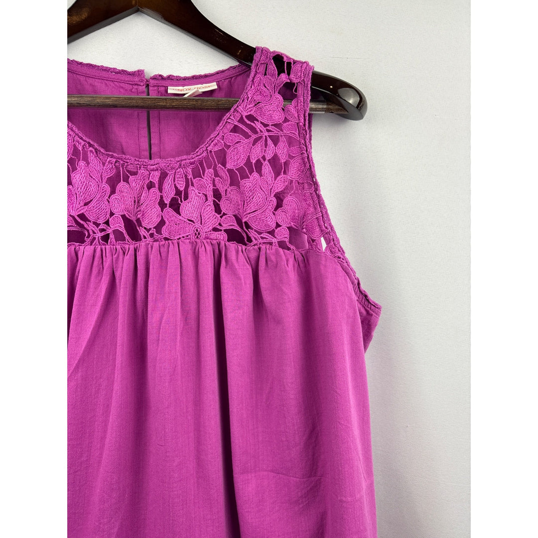 Women’s Knox Rose 1X Purple Tank Blouse w/ Lace Details