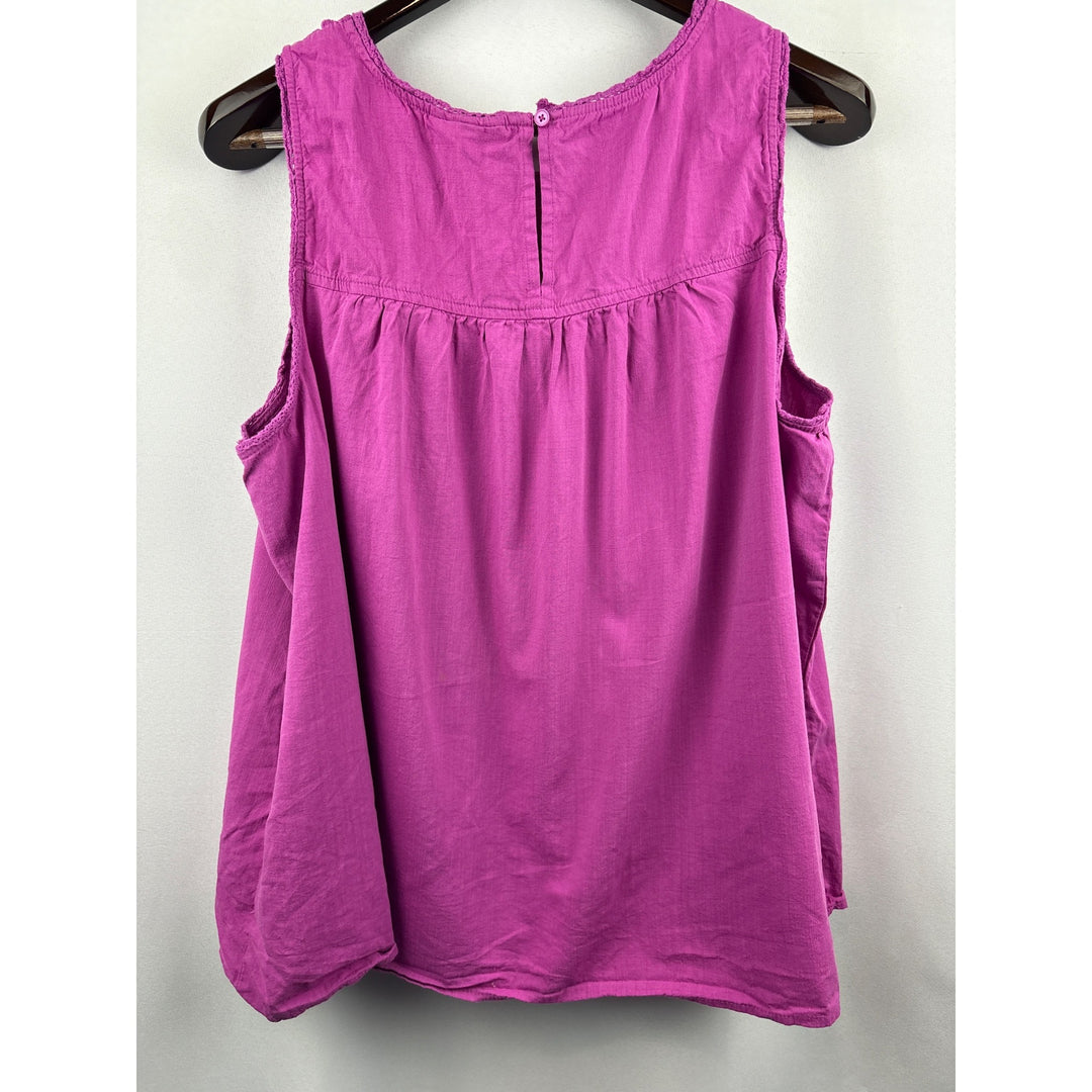 Women’s Knox Rose 1X Purple Tank Blouse w/ Lace Details