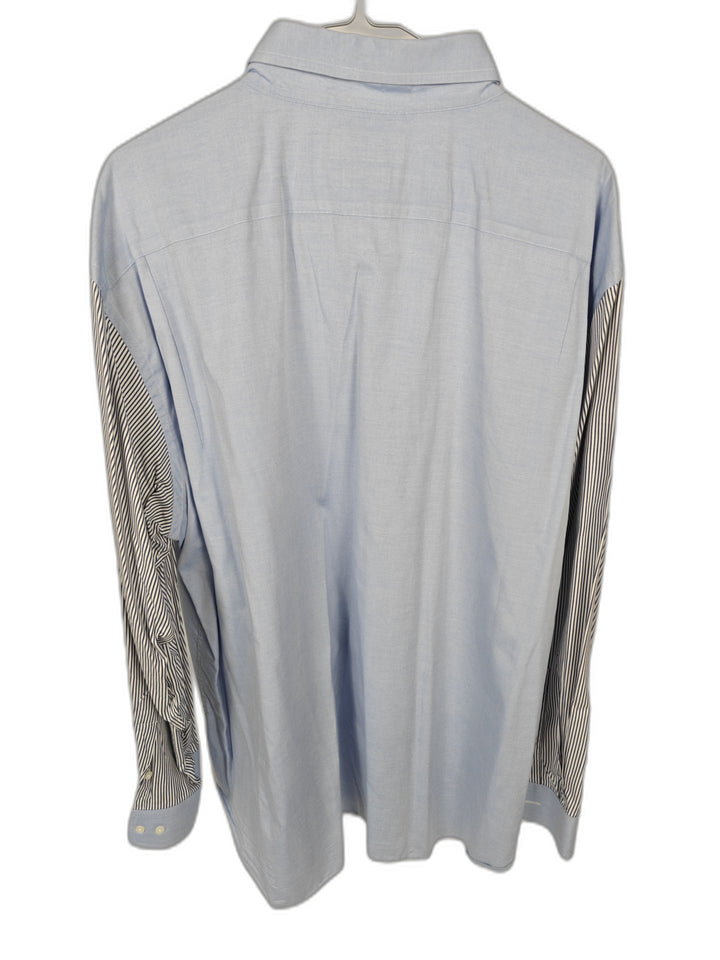 Paul Fredrick Men's XXL Classic Fit Blue Colorblock Button Down Dress Shirt Long Sleeve Cotton