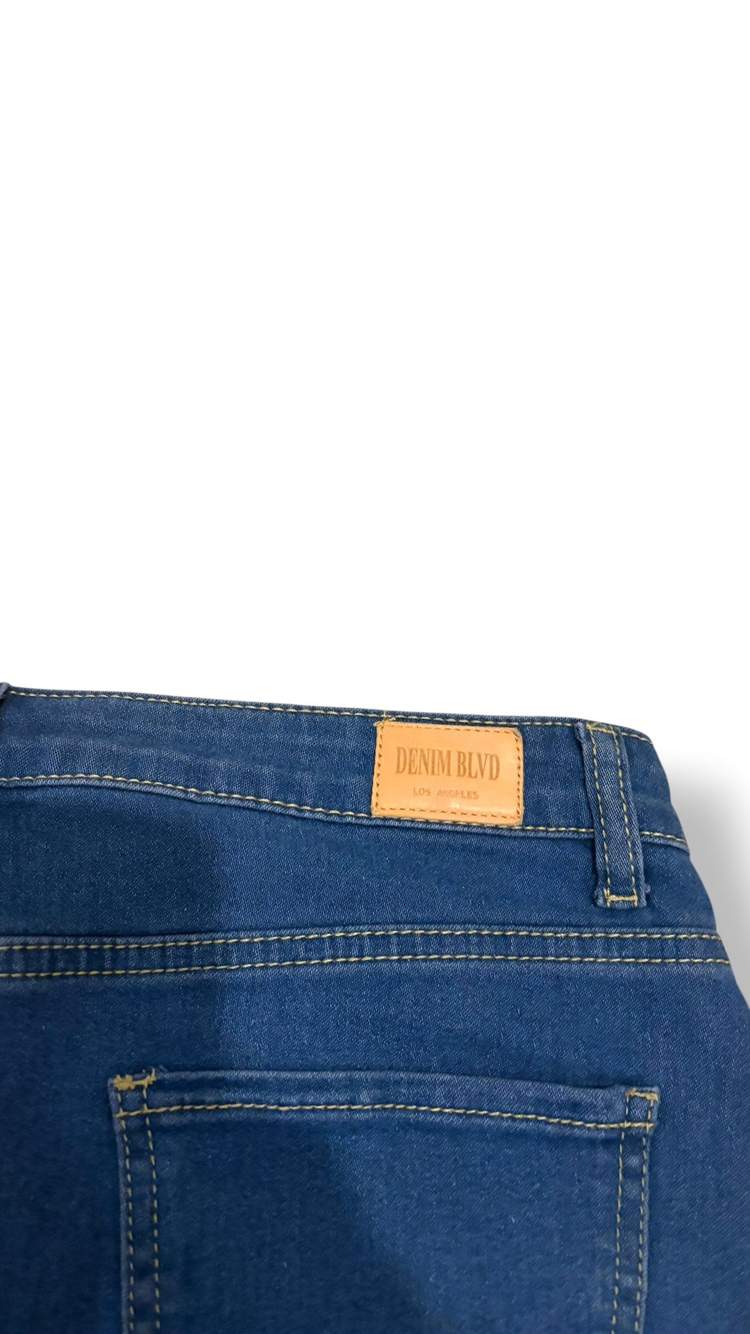 Denim BLVD Dark Wash Stretch Denim Mini Skirt Frayed Hem Y2K Size Large