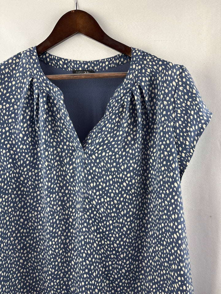 Women’s Paper Moon Blue w/ White Patterned Blouse