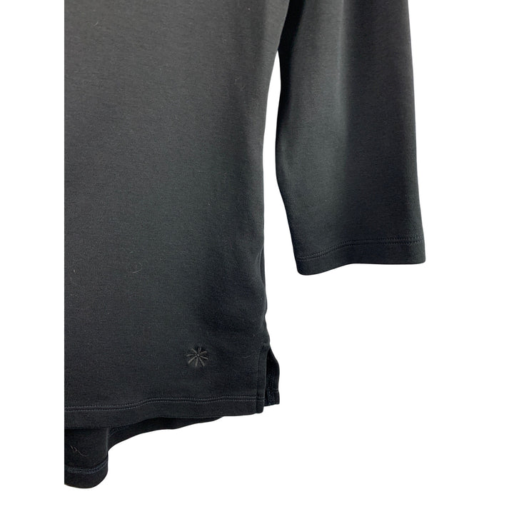 Isaac Mizrahi Live Essential Black 3/4 Sleeve Cotton Blend Top Size M