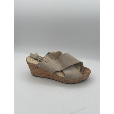 Isaac Mizrahi Live Suede Wedge Sandals 10W Beige Womens