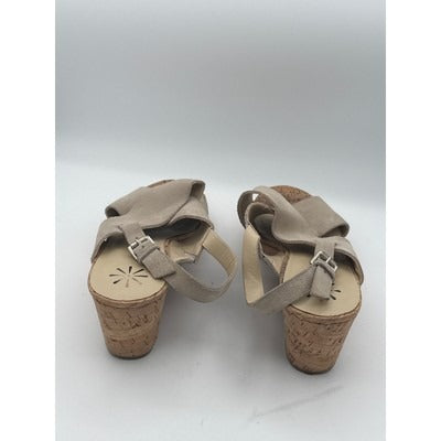 Isaac Mizrahi Live Suede Wedge Sandals 10W Beige Womens