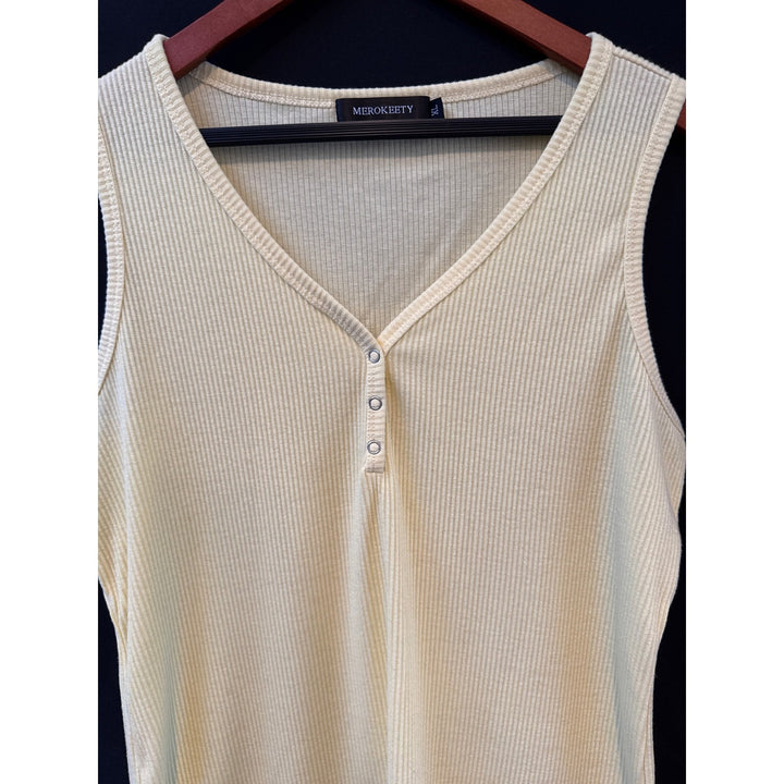 Women’s Merokeety V Neck Yellow Tank Top XL