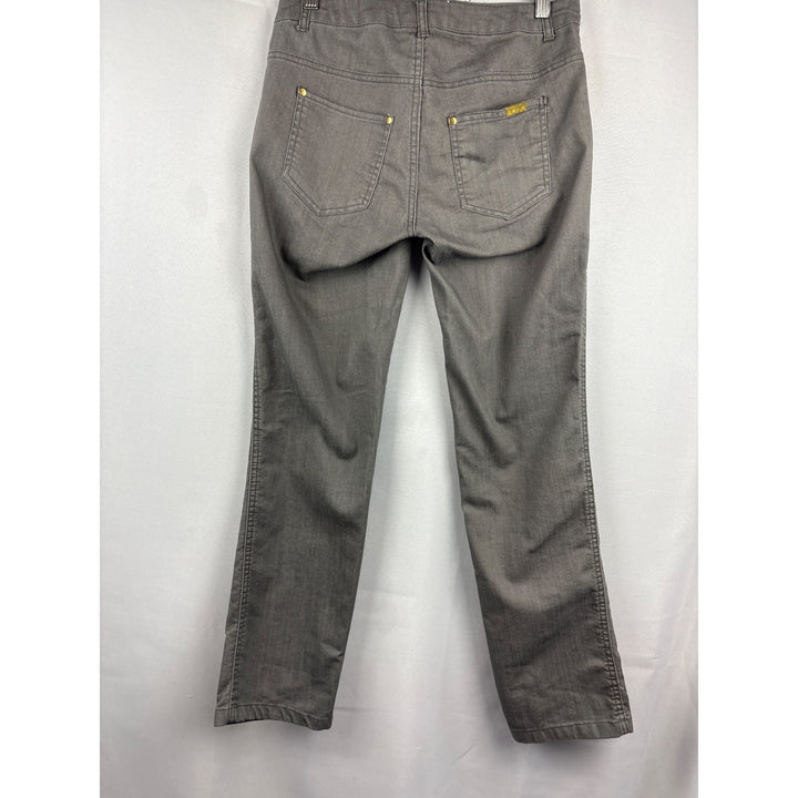 Iman Womens Grey Straight-Leg Jeans With Gold Accents Size S