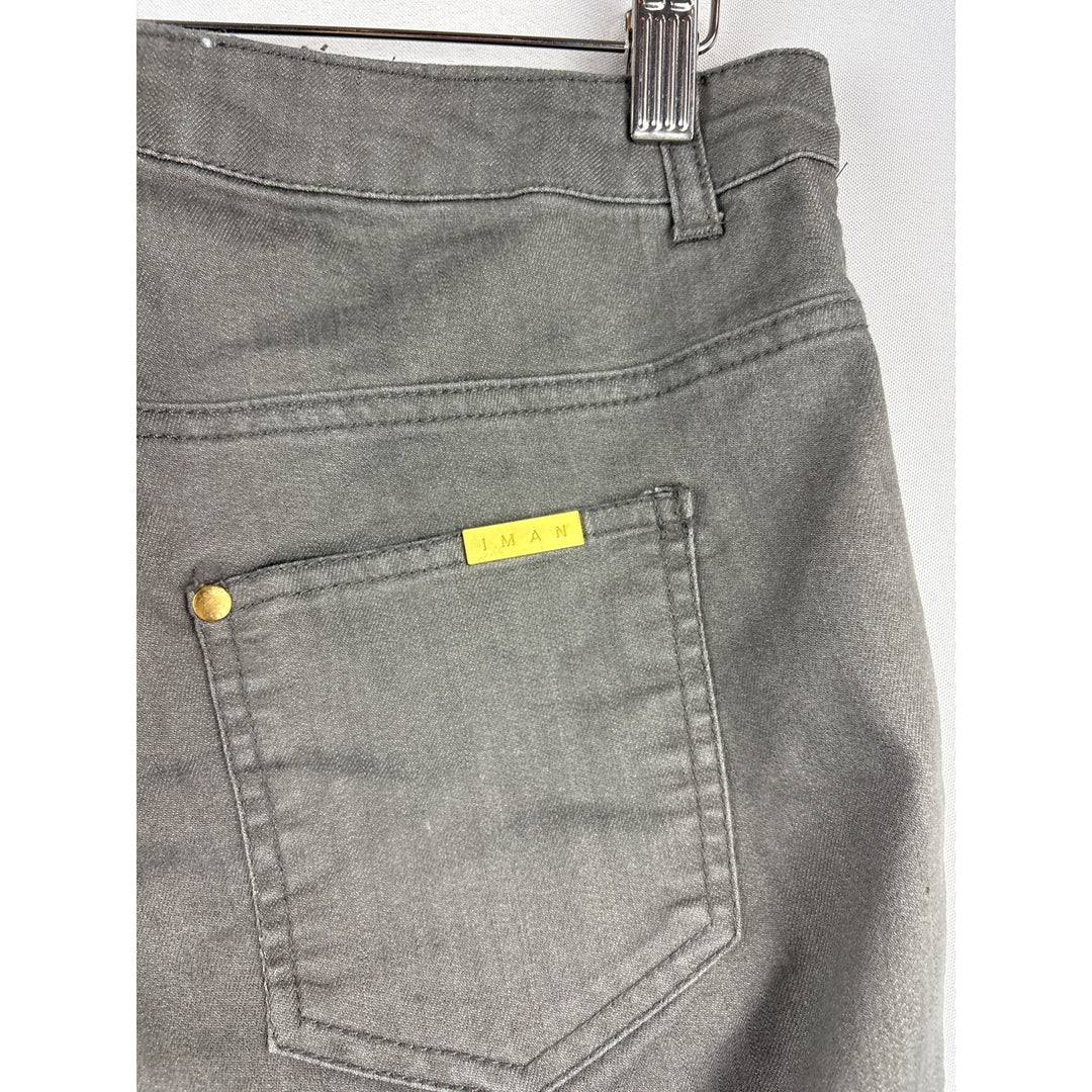 Iman Womens Grey Straight-Leg Jeans With Gold Accents Size S