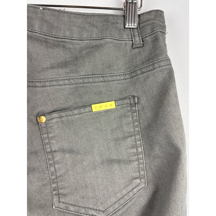 Iman Womens Grey Straight-Leg Jeans With Gold Accents Size S
