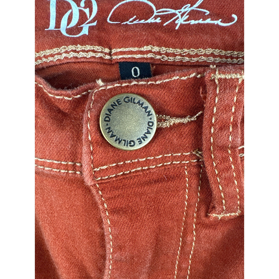 Dg2 By Diane Gilman Womens Rust Straight Leg Jeans Size 0 Cotton Blend