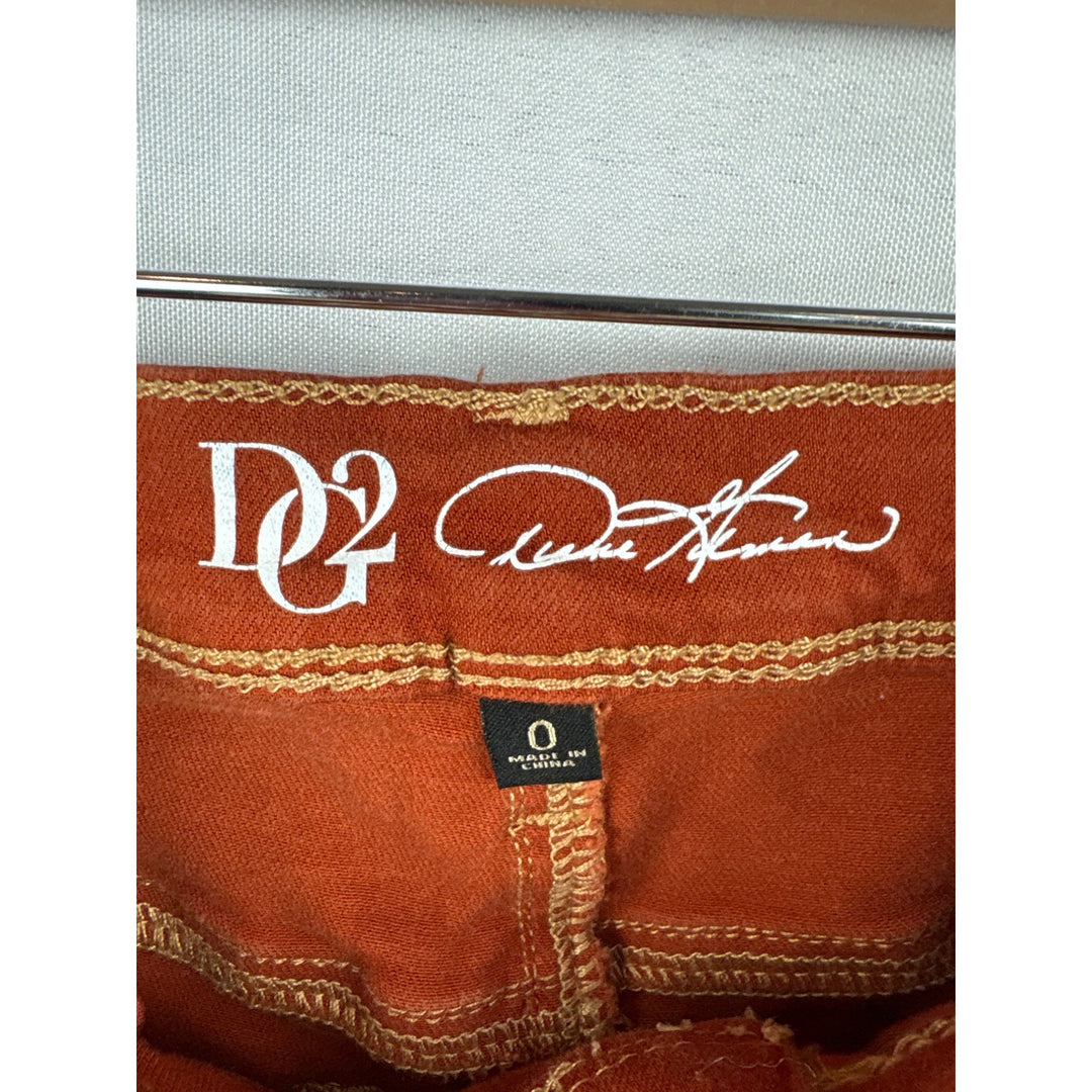 Dg2 By Diane Gilman Womens Rust Straight Leg Jeans Size 0 Cotton Blend