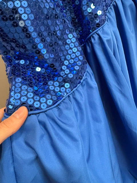 ILGWU Vintage 80s Royal Blue Sequin Formal Dress