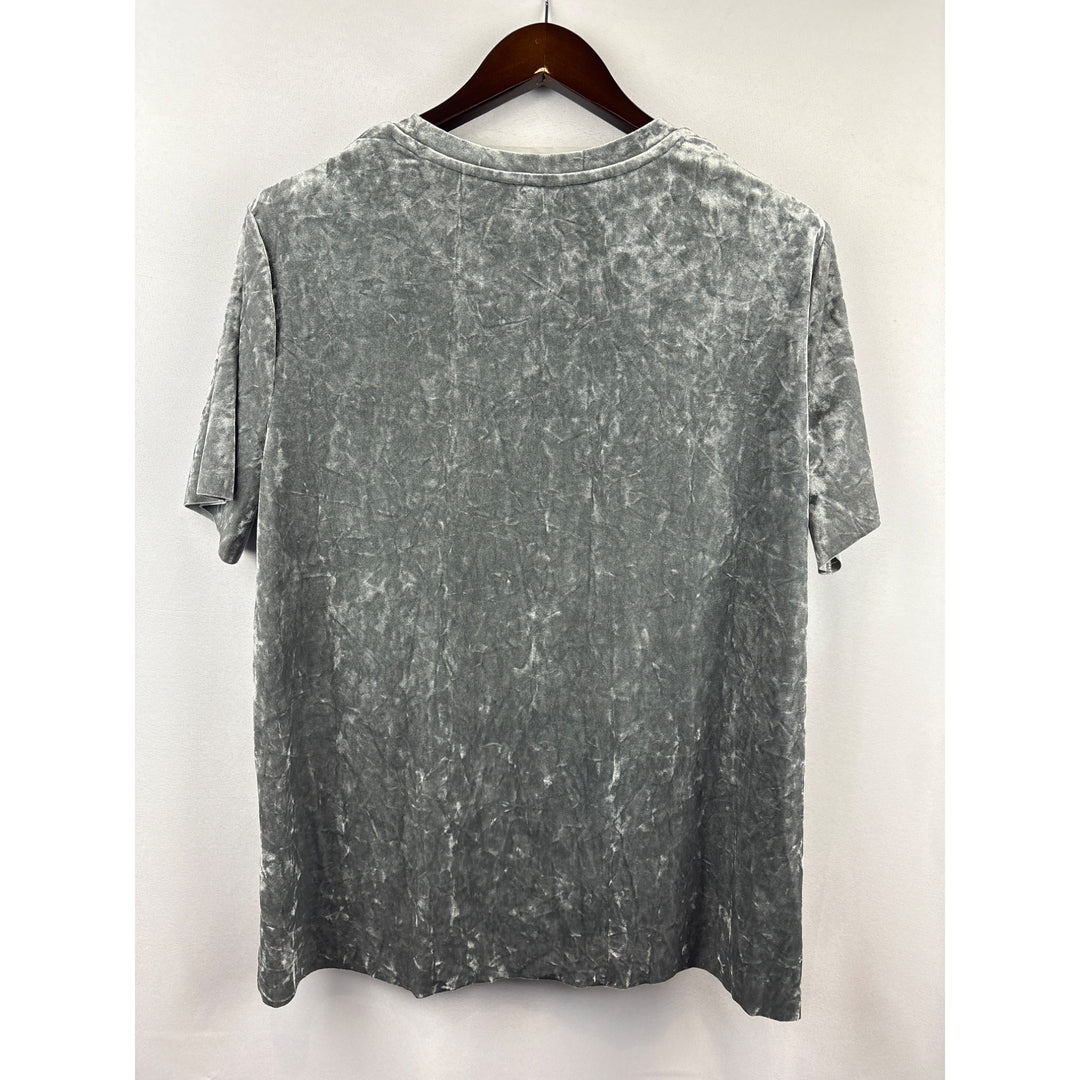 Women’s Falls Creek 1X Silver Velvet Short Sleeve Shirt with Breast Pocket