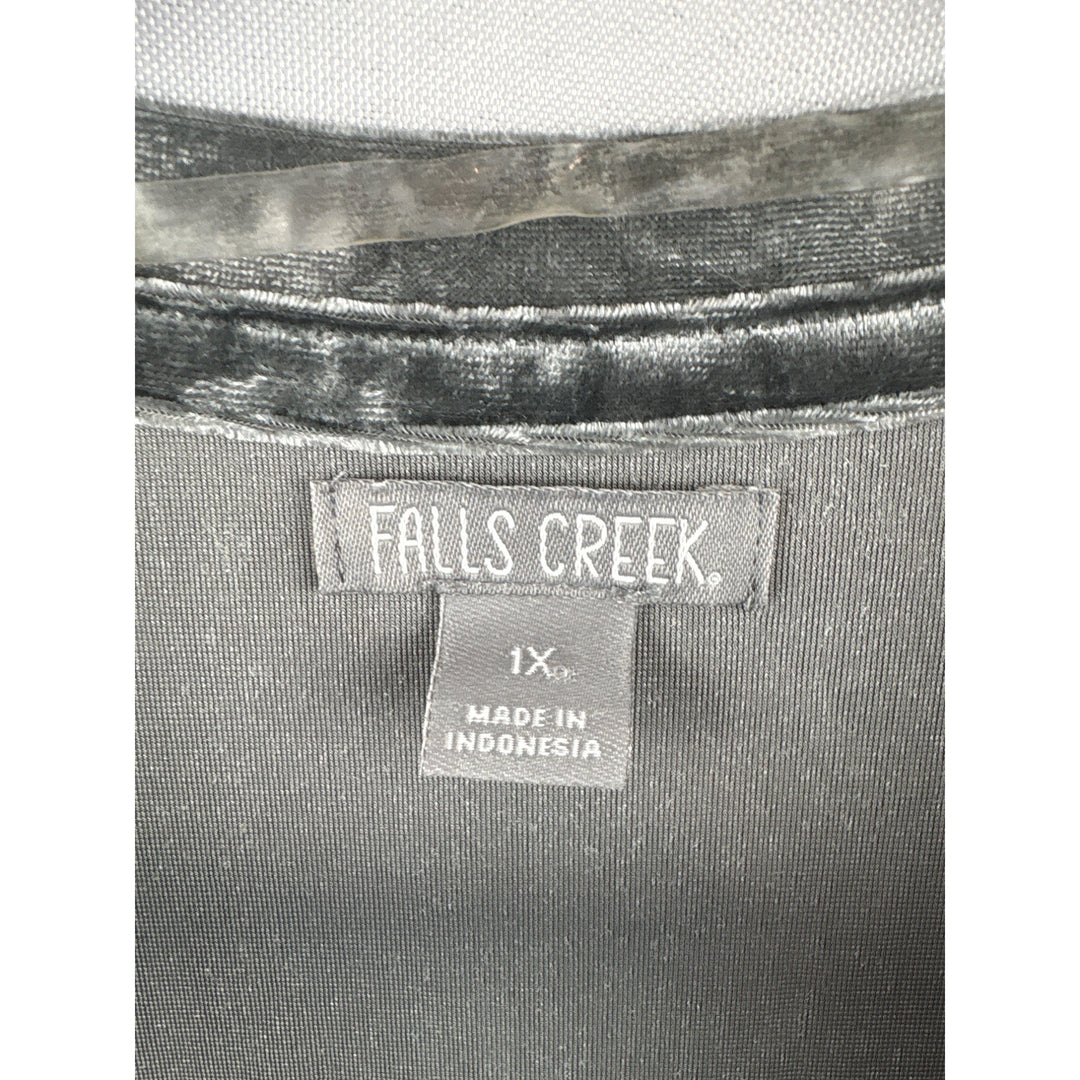 Women’s Falls Creek 1X Silver Velvet Short Sleeve Shirt with Breast Pocket