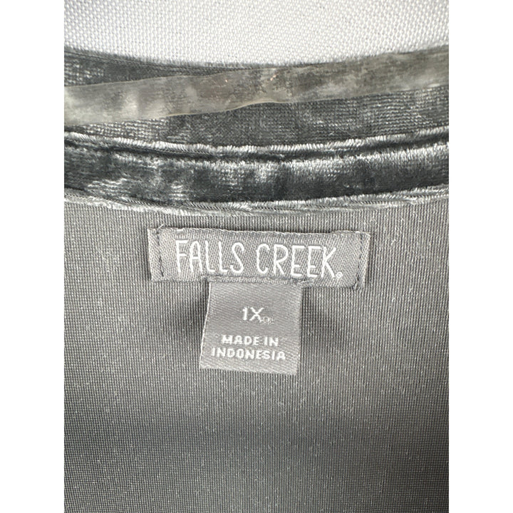 Women’s Falls Creek 1X Silver Velvet Short Sleeve Shirt with Breast Pocket