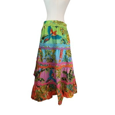 Women's Farm Multicolor Bright Long Skirt - Size XL