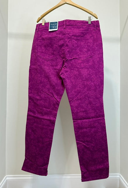 Charter Club Lexington Straight Pink Floral Jacquard Pant Sz16 NWT