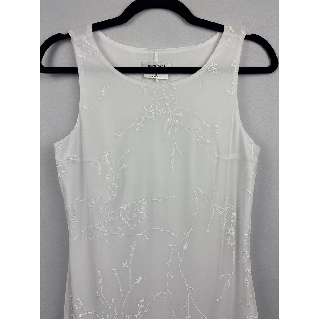 Byer Too! White Floral Embroidered Sleeveless Dress Size Medium