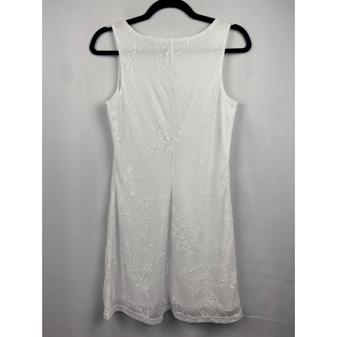 Byer Too! White Floral Embroidered Sleeveless Dress Size Medium