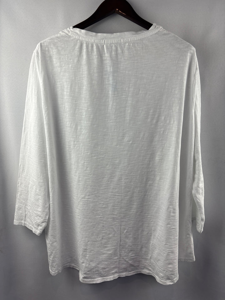 Women’s Fresh Produce Size 2X White Long Sleeve Shirt